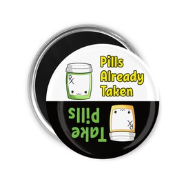 Green and Yellow Kawaii Pill Bottles Medication Reminder To Take Pills Magnet 3.5 Inch
