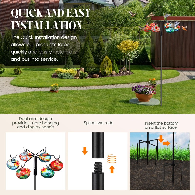 Chunful Hummingbird Feeders for Outdoors Hanging (6 Feeding Stations) Hand