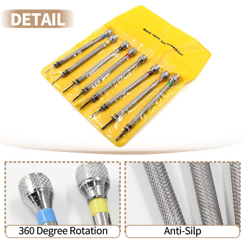 PHITUODA 8 pieces 0.6-2.0mm Professional Precision Micro Flat Head Screwdriver
