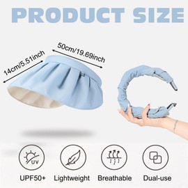 KASESSS Sun Visors for Women, 2 in 1 Foldable Visor Hat Women/Headbands, Sun Visor Hat Wide Brim, Women's Visors with UV Protection, Topless Sun Hat Summer for Outdoor Sports, Beach, Hiking, Blue