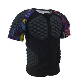 Topeter Football Rib Protector Youth Baseball Chest Protective Shirt Kids Padded Compression Shirt (Black YL)