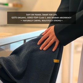 IKEUCHI ORGANIC Hand Towel 14 x 28 Oeko-Tex Class1Certified, Pack of 2,ORGANIC330 (Navy)