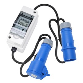 Mobile Digital Electricity Meter, Briidea 230V EV Charger Pass-Through Power Usage Monitor with Reset, IP 65 Waterproof for Indoor & Outdoor Use, Ideal for Monitor RV, Outdoor Generators, Households