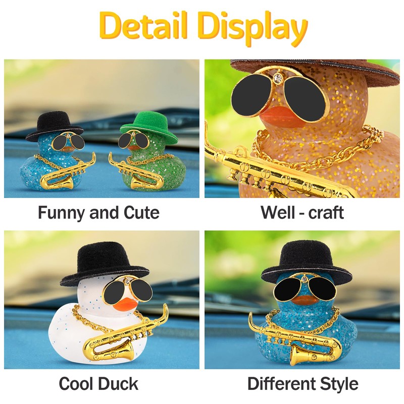wonuu Car Dashboard Ducks, Saxophone Decor Rubber Duck Car Ornaments