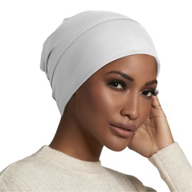 Gebell Women's Pleated Headscarf Hat – Stylish Comfortable Hair Care Cap, Soft Breathable for Daily Wear, Yoga, Travel, Sleep Hat, Elegant Design White