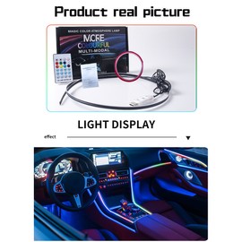 Car Lights Interior Smart Car Led Light with Remote Controller APP Control USB Car Accessories 210 Light Modes DIY Music Mode Car Decor Light