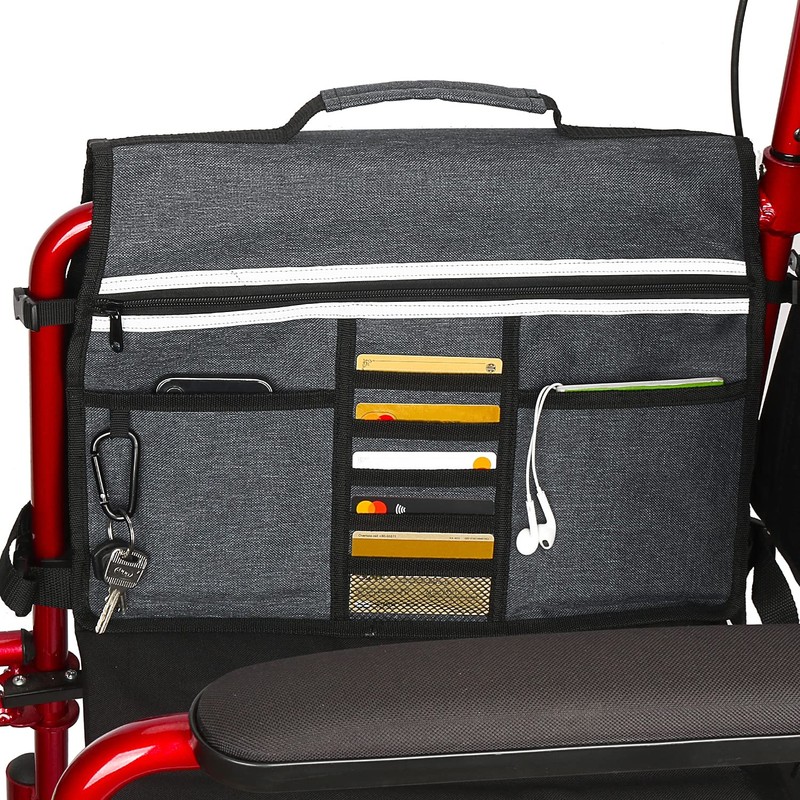 Wheelchair Organizer Storage Bag, Double-Sided Armrest Pouch with Cup Hold