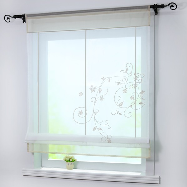 Joyswahl Alina Roman Blind, Voile Roman Curtains with Drawstring, W