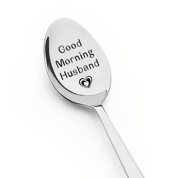 I Love You Gifts for Him Husband Good Morning Husband Spoon Happy Birthday Gift for Husband Hubby Anniversary Christmas Gifts for Dad Fathers Day Spoon Gifts from Wife Ice Cream Serving Spoons