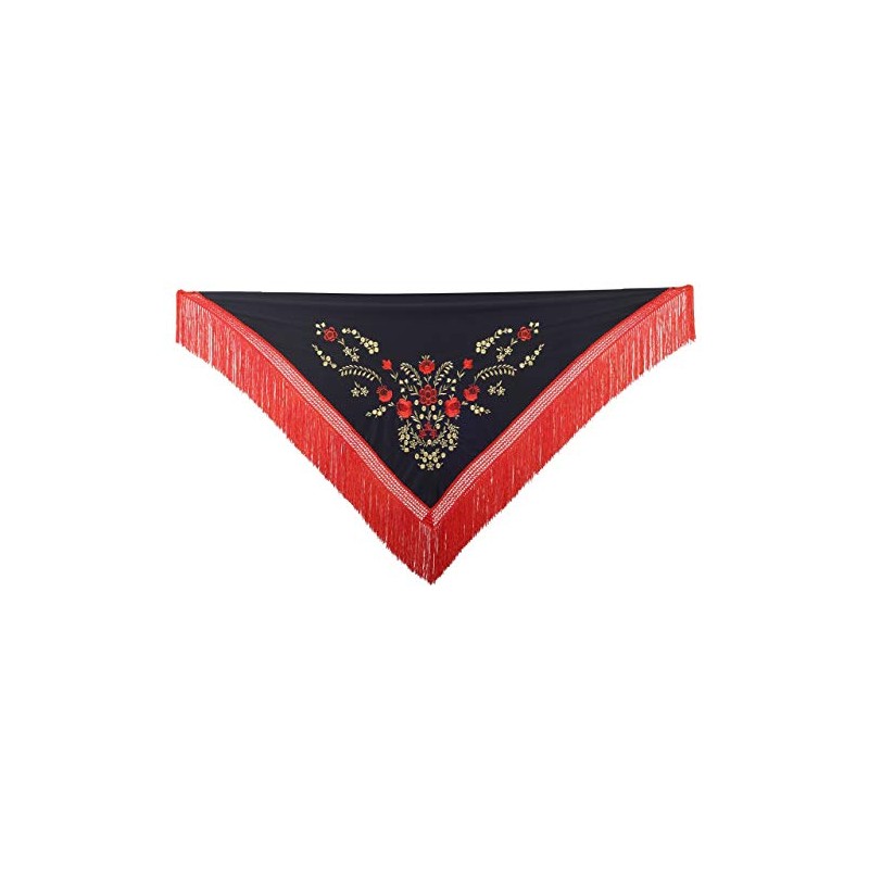 La Senorita Spanish Flamenco Dance Shawl black red gold with