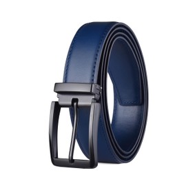 Weifert - Cinturón de vestir para hombre de piel negro, Azul, 32-34