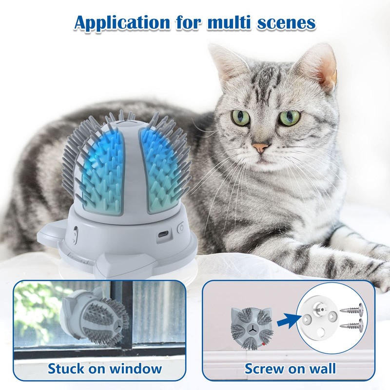 Automatic Cat Self Groomer with 2 Speed Rotating Brush, Smart
