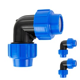 Wzzy Gurden 32 mm PE Pipe Fitting Angle 90 Degree PN16 DVGW Drinking Water Certified - 32 mm Clamp Connector for Indoor and Outdoor Installations - PP Coupling for PE80 PE100 Pipes - Pack of 3