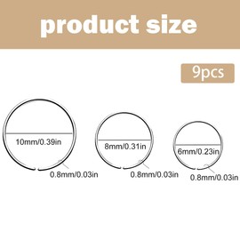 9 Pcs Nose Rings for Women, Hypoallergenic Nose Ring Hoop, 316L Steel Septum Cartilage Earring, Guage Diameter 6mm to 10mm Body Piercing Lip Jewelry,Piercing Jewelry Set,Silver