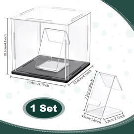 PH PandaHall Acrylic Watch Display Boxes Single Watch Holder Stand, Clear Acrylic Display Case Dustproof Protection Showcase with Black Base for Men Women Watch Display, 2.8x1.75x2 inch