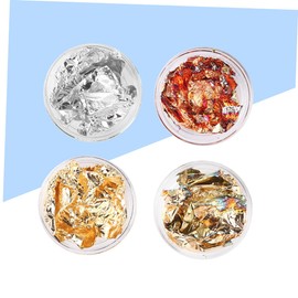 Vaguelly 24pcs Silver Nail Art Foil Stickers Decals Glitter Foil Nail Chip Decorations for Women Girls DIY Manicure Accessories