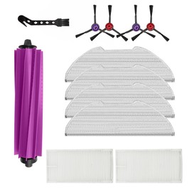 Replacement Accessories for Eureka E20 Plus Robot Vacuum,1Rubber Main Brush,4Mop Pads,2Filters,4Side Brush;2Rubber Main Brush,4Mop Pads,4Filters,6Side Brush. (12, E20)