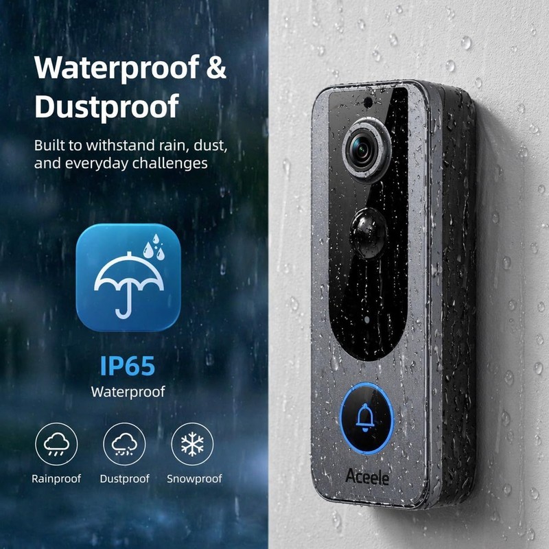 Aceele Smart Doorbell Wireless, Battery-Powered Wireless Cordless Doorbell