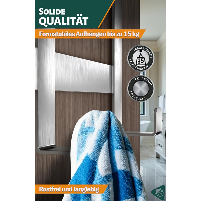 Menz Door Coat Rack for Hanging - Stainless Steel Door