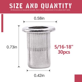Hilitchi SAE Stainless Steel Rivet Nuts Threaded Insert Rivnuts (5/16-18“-(30PCS))