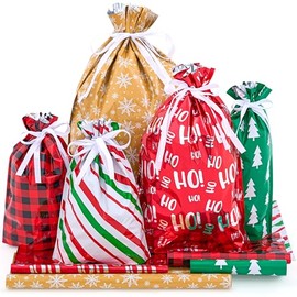 JOYIN 36 bolsas de cordón de Navidad para envolver regalos de Navidad, varios estilos para fiestas de Navidad, día festivo, regalos de fiesta, bolsas de regalo envolventes, Regalos de Navidad