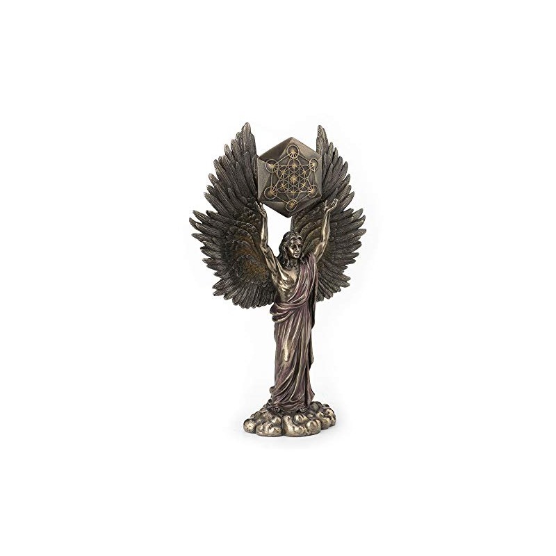 Veronese Design Archangel Metatron Holding Up Sacred Geometry Cube Statue