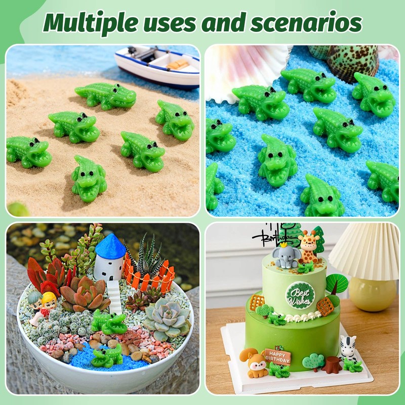 Lucxhcky 100 Pcs Small Laying Alligator Figures - Detailed Prone
