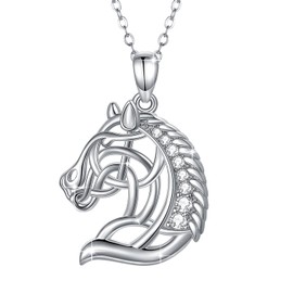 Necklace Horses Girls Gift 925 Silver Horse Head Unicorn Jewellery for Boyfriend Girls Children Horse Lovers, Sterling Silver