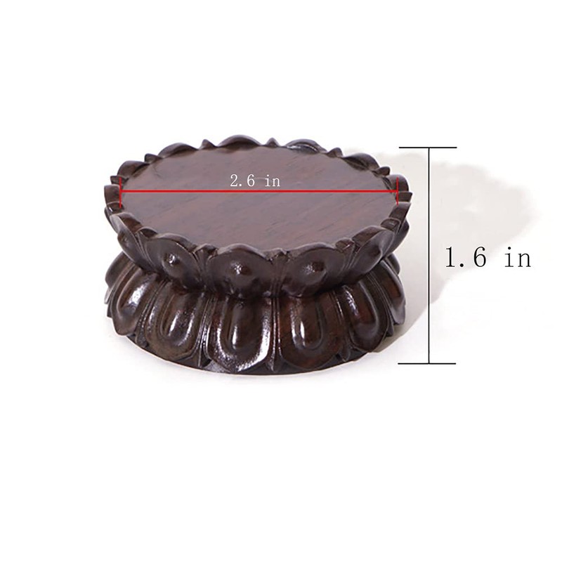 GOLDY&WENDY Round Wooden Display Stand Lotus-shaped Pedestal Vase Buddha Statue