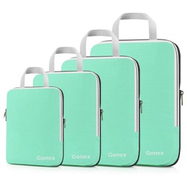 Gonex Compression Packing Cubes Set of 4, Gonex Clothes Bags, 4-Piece Packing Cube, Clothes Bag Set, Suitcase Organiser, Travel Cube, Mint Green (4pcs)