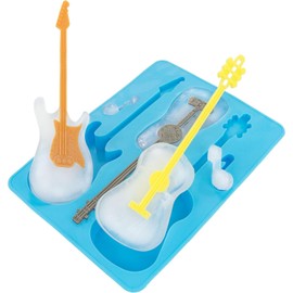 Acoustic and Electric Guitar Ice Cube Tray - Fairly Odd Novelties - Mold w/Stirrers Novelty Music Gift, Blue Guitar w/Stirrers, One Pack