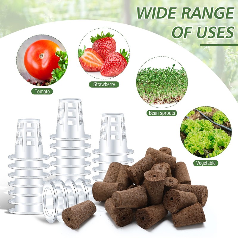 Ziliny 200 Pcs Grow Sponges Pods Kit, Includes 100 Grow