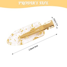 Jelyne No Bend Hair Clips, 12Pcs/6cards Resin & Stainless Steel No Crease Hair Clips, Gold Glitter Bridesmaid Proposal Gift Hair Clip for Makeup Styling Hair accessories Hair Setting Clips for Bangs