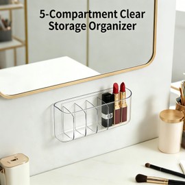 1PCS Clear Inside Medicine Cabinet Door Organiser, Small Bathroom Organizer Adhesive Wall Mounted Storage Compartment Holder for Lipstick,Small items