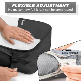 Compression Packing Cubes for Suitcases, COOSKY 6 Set Transparent Clothes Organizer for Travel Essentials, Expandable Storage Bags in Luggage, Carry on Size Travel Accessories for Women/Men, Black