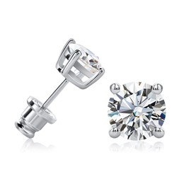 Ladylike Moissanite Stud Earrings 925 Sterling Silver Earring 2.0ct D Color VVS1 Brilliant Round Cut Lab Created Moissanite Earrings for Women Men