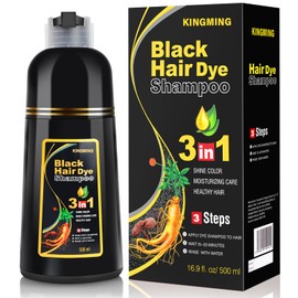Hair Colour Black Hair Dye Shampoo for Grey Hair, Shampoo Against Grey Hair for Men and Women, Black Hair Dye Shampoo 3-in-1 (Black 500 ml/16.9 oz)