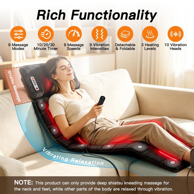 Roomark Full Body Massage Mat with Movable Neck Massager or