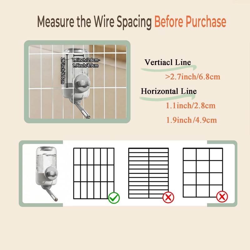 Automatic Hanging Pet Water Dispenser for Cage, 30oz No-Drip Ball