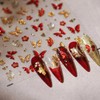 5D Embossed Butterfly Nail Art Stickers - Red & Gold