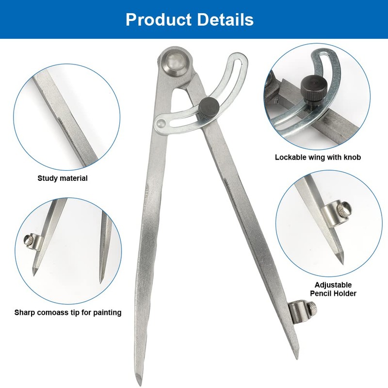 Scriber Compass 200 mm / 8 Inch Large Pencil Marking