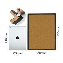 Cork Notice Board Bulletin Vision Boards,40 * 30cm 1/2" Thick Wall Mounted Notice Pin Board Memo Message Pictures Planner Display Organiser Wood Frame Corkboard with Screws Push Pins (Black Frame)
