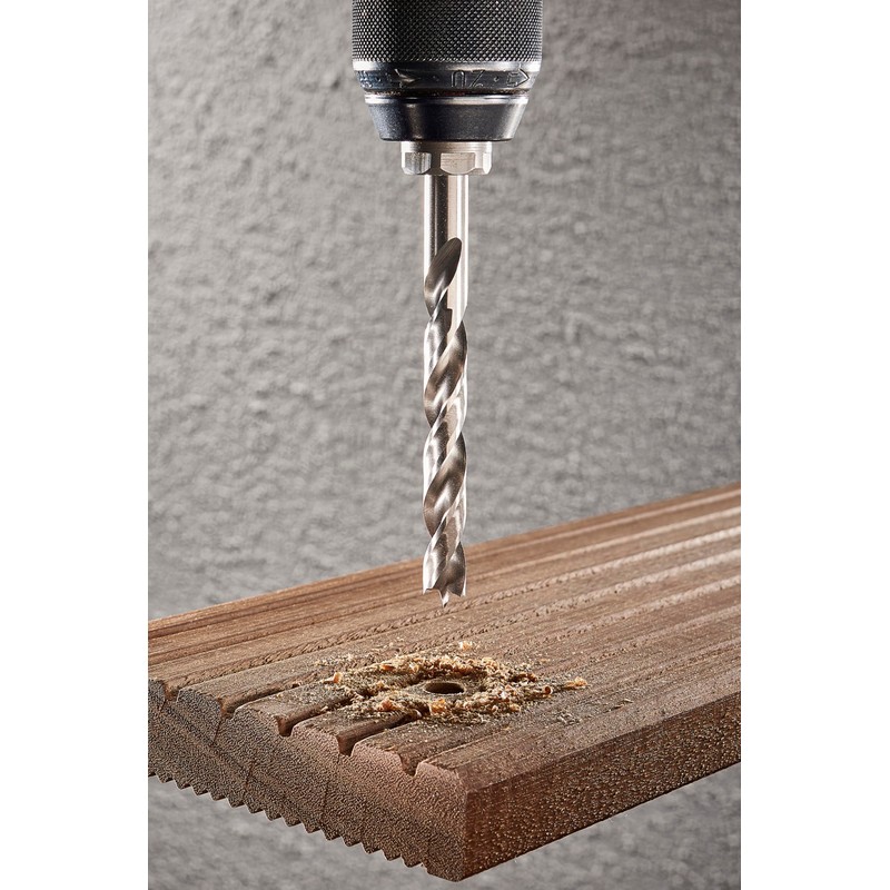 wolfcraft 7120000" Professional 6 Wood Twist Drills, Silver, 3 mm/4