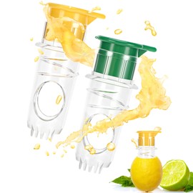 Lemon Squeezer, Pack of 2 Manual Citrus Juicers, Manual Juicer, Lime Squeezer, Small and Portable, for Oranges, Lemons and Other Citrus Fruits (Yellow and Green)