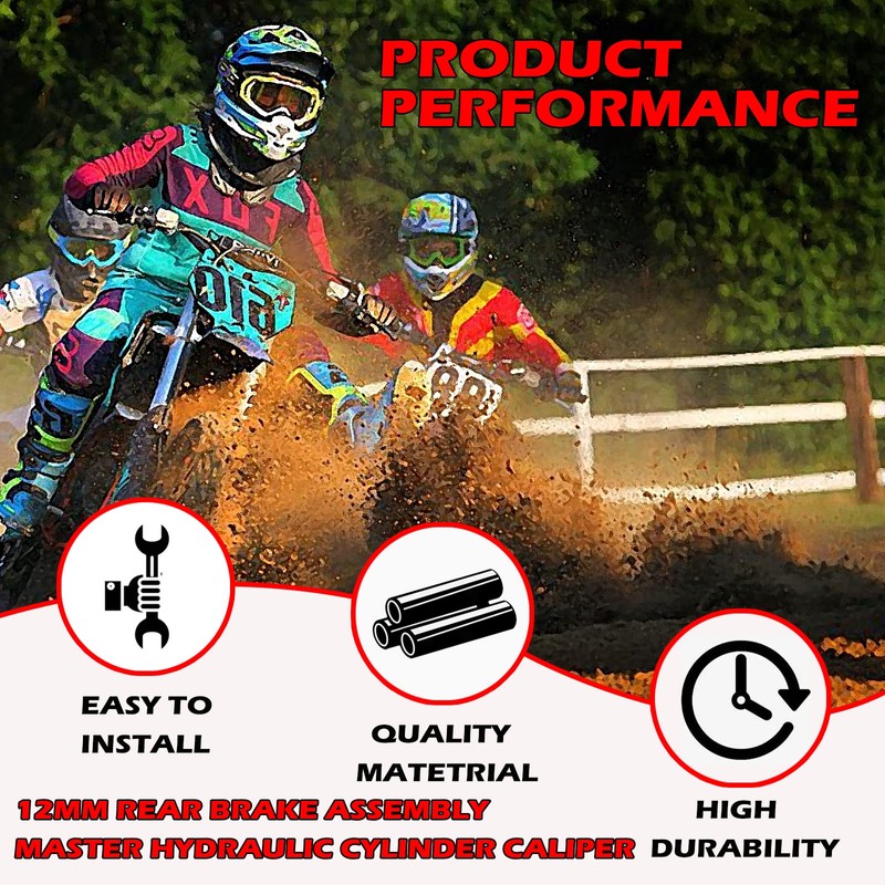 12mm Rear Disc Hydraulic Brake Master Cylinder Caliper Assembly Pad