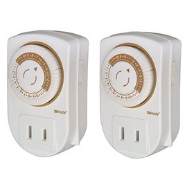 Woods 50006WD Indoor 24-Hour Mechanical Outlet Timer, 30 Minute Intervals,2-Pack,White