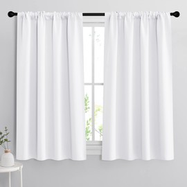 RYB HOME Room Darkening Thermal Insulated Curtains 50% Light Block Curtains Windows Dressing Privacy Protect for Bathroom Kids Nursery, Wide 42 x Long 54 inch, Pure White, 1 Pair
