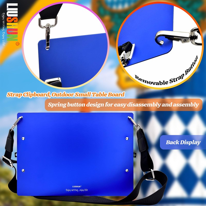Aluminum Metal Clipboard with Detachable Adjustable Shoulder Strap A4 Double