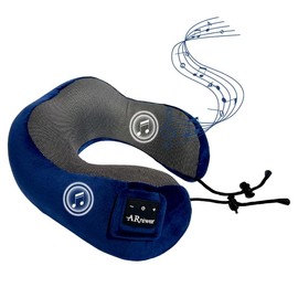 ARniwer Bluetooth Music Semicircular Neck Pillow Wireless Bluetooth Speaker Suitable Airplane,Bus,Train,Car,Office,and Outdoor Camping for Sleeping, Resting The Best Travel Essentials. (Navy Blue)