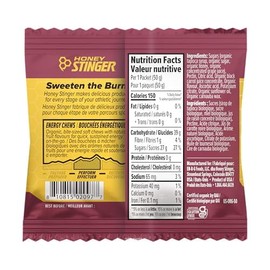 Masticable energético de maracuyá y granada orgánica Honey Stinger Sin gluten y sin cafeína para ejercicio, carrera y rendimiento Nutrición deportiva para el hogar y el gimnasio, antes y a mitad